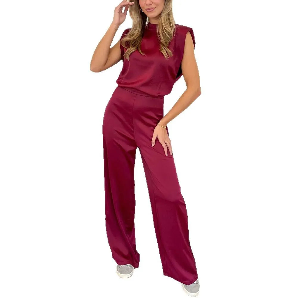 Elegant Summer Silk Satin Jumpsuit