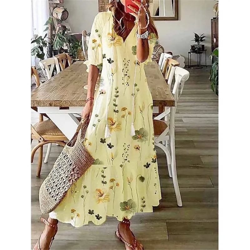 Flower Print Bohemian Dress