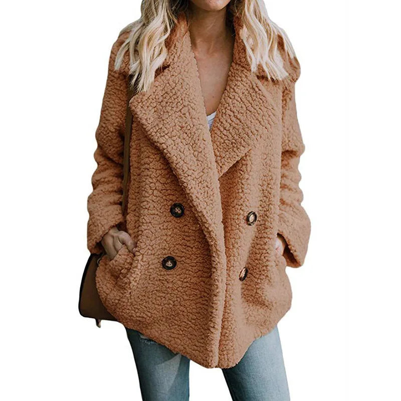 Women's Long Sleeve Faux Fur Teddy Jacket