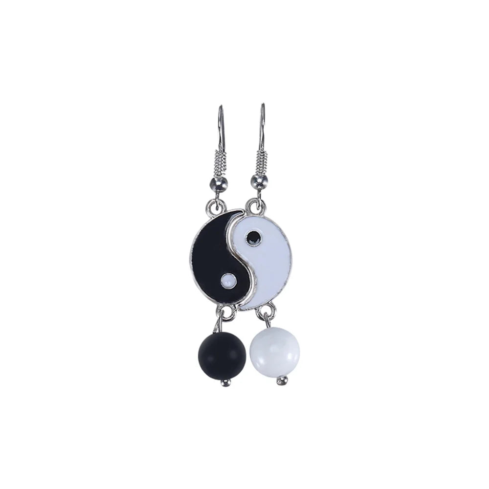 Drip Oil Yin and Yang Drop Earrings
