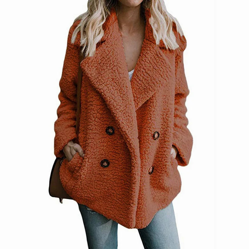 Women's Long Sleeve Faux Fur Teddy Jacket