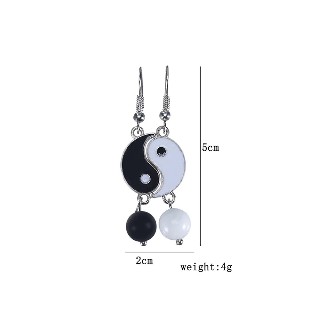Drip Oil Yin and Yang Drop Earrings