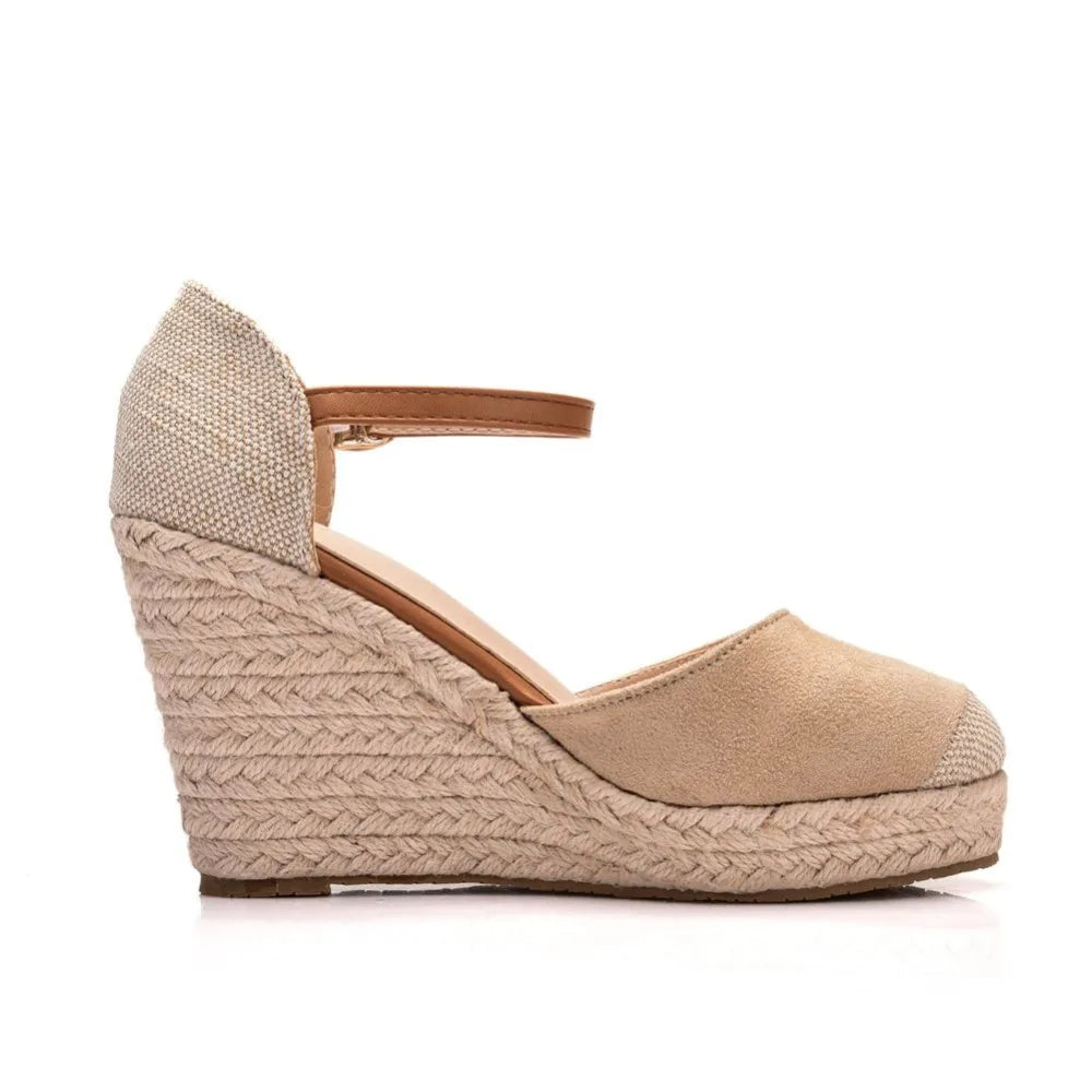 Gold Raffia Wedge Sandals