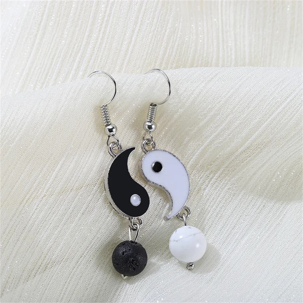 Drip Oil Yin and Yang Drop Earrings