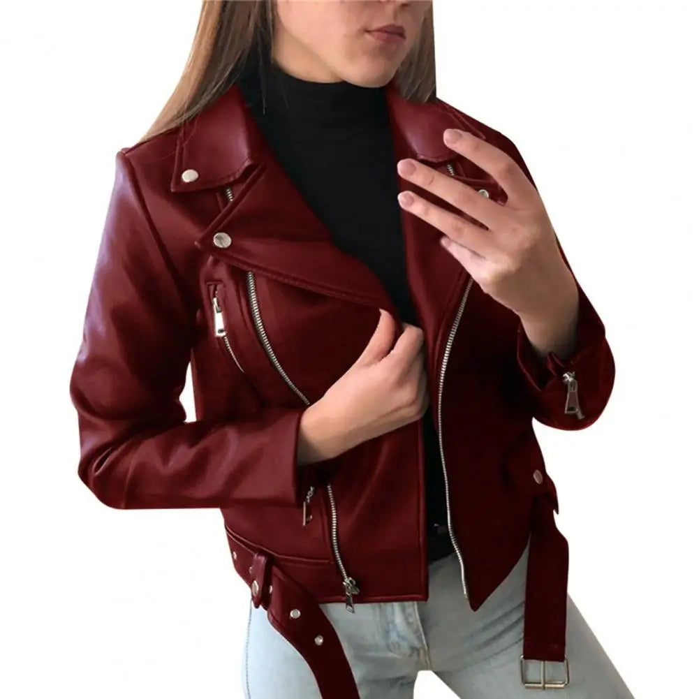 Spring Autumn Ladies Motorcycle Leather
