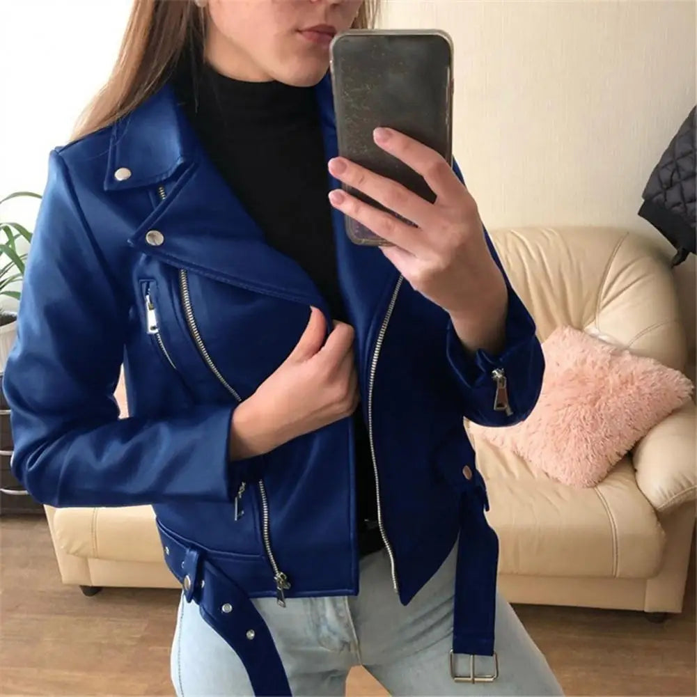 Spring Autumn Ladies Motorcycle Leather