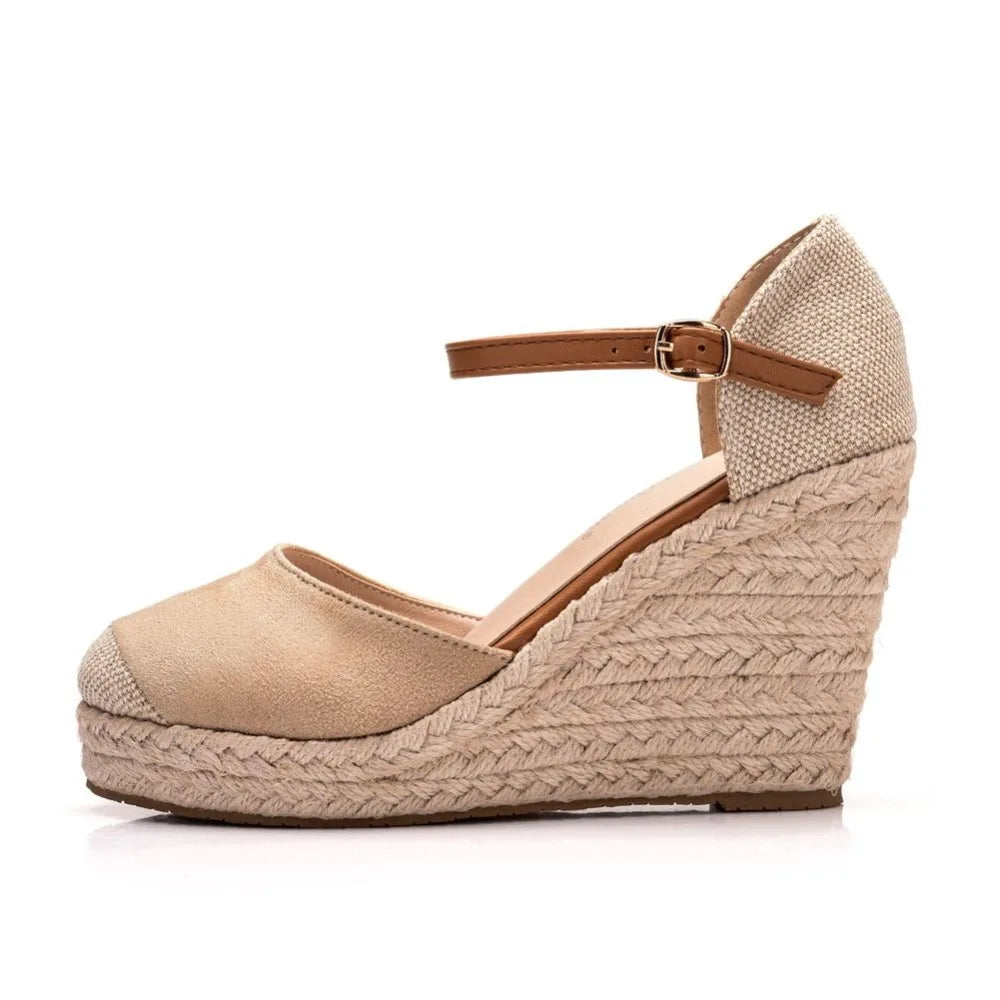 Gold Raffia Wedge Sandals