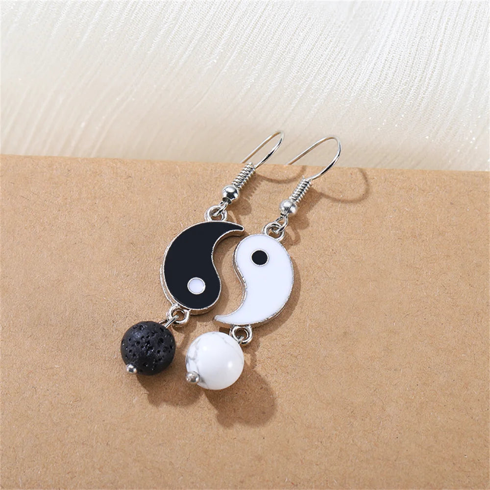 Drip Oil Yin and Yang Drop Earrings