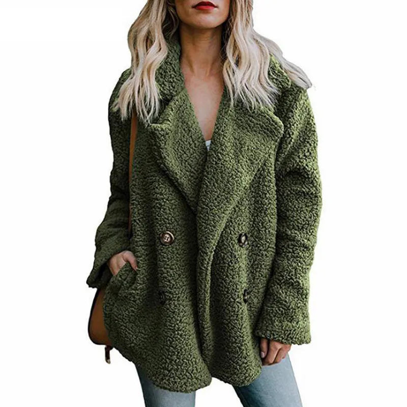 Women's Long Sleeve Faux Fur Teddy Jacket