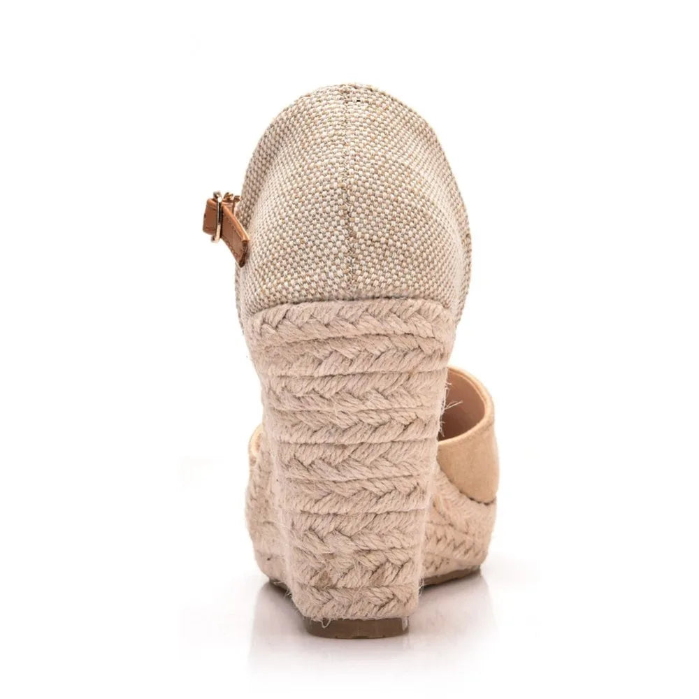 Gold Raffia Wedge Sandals
