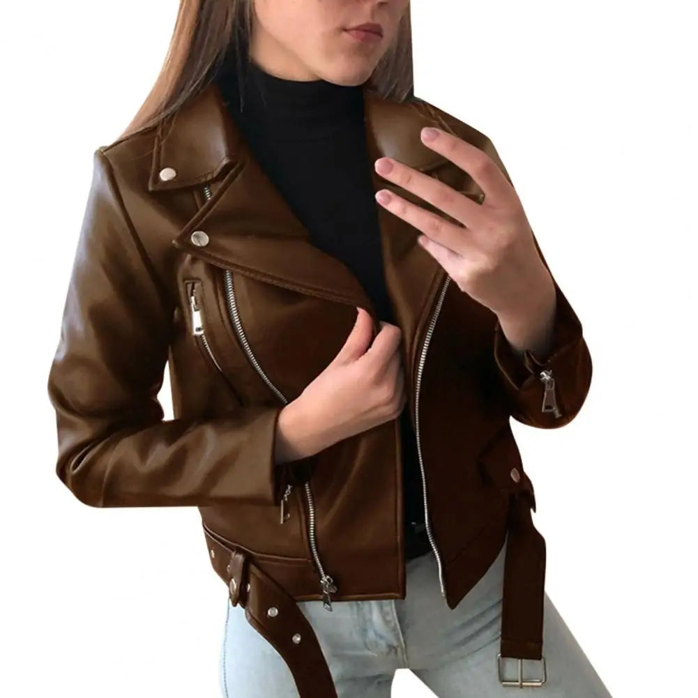 Spring Autumn Ladies Motorcycle Leather