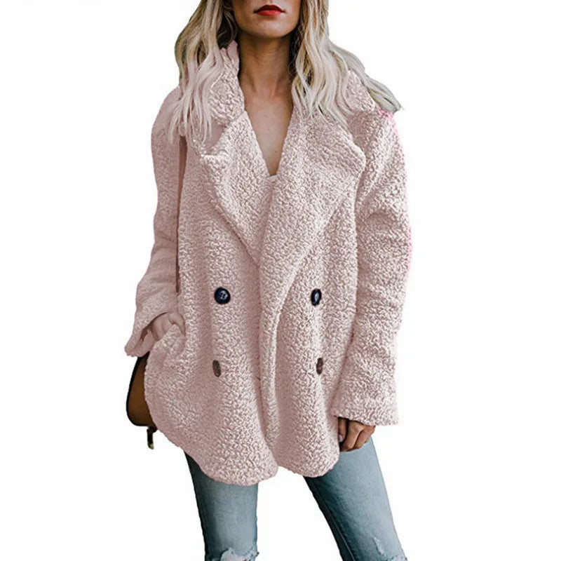 Women's Long Sleeve Faux Fur Teddy Jacket