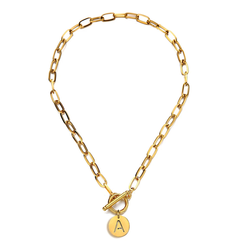 Thick Chain Toggle Clasp Necklace