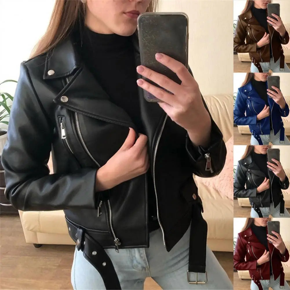 Spring Autumn Ladies Motorcycle Leather