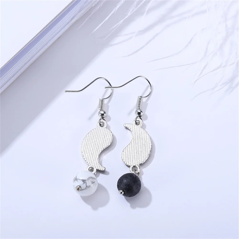 Drip Oil Yin and Yang Drop Earrings