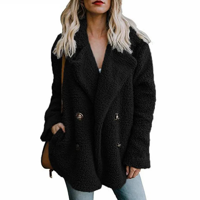 Women's Long Sleeve Faux Fur Teddy Jacket