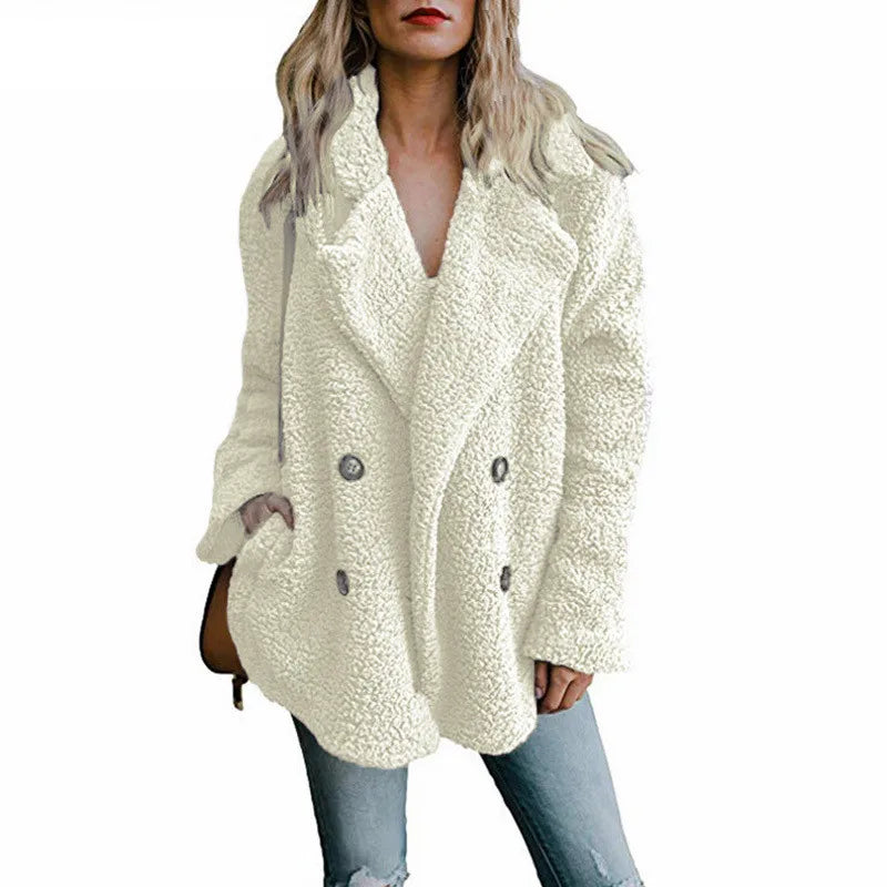 Women's Long Sleeve Faux Fur Teddy Jacket