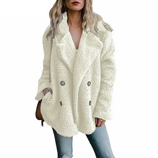 Women's Long Sleeve Faux Fur Teddy Jacket