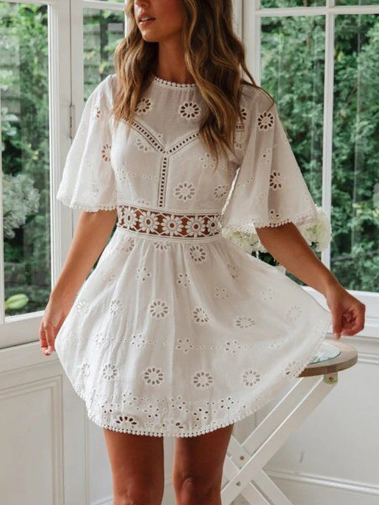 Summer Elegant Vintage White Dress
