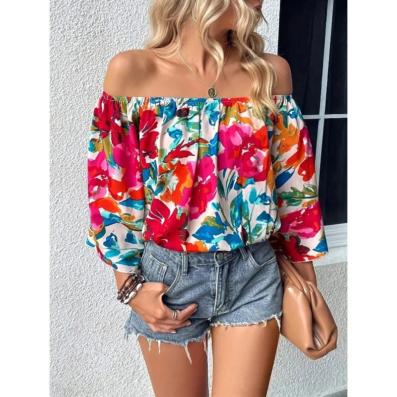 Plus Size Floral Chiffon Blouse