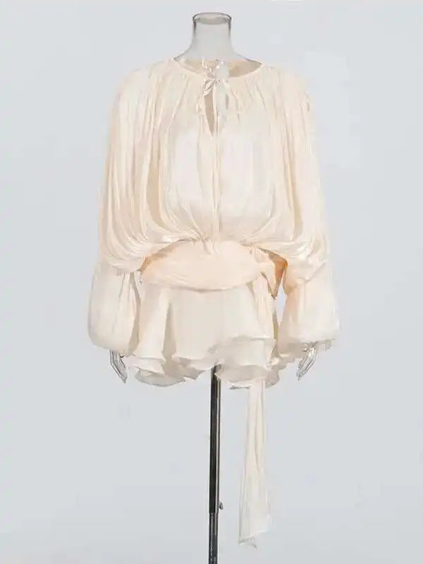 Sweet Lace-Up V-Neck Mini Dress