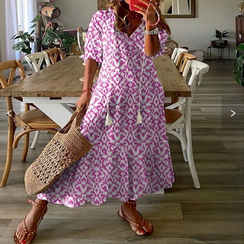 Flower Print Bohemian Dress