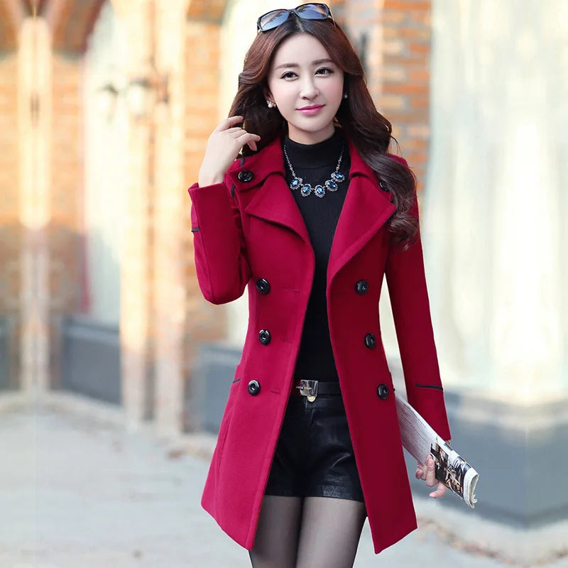 Elegant Office Solid Long Trench Coat