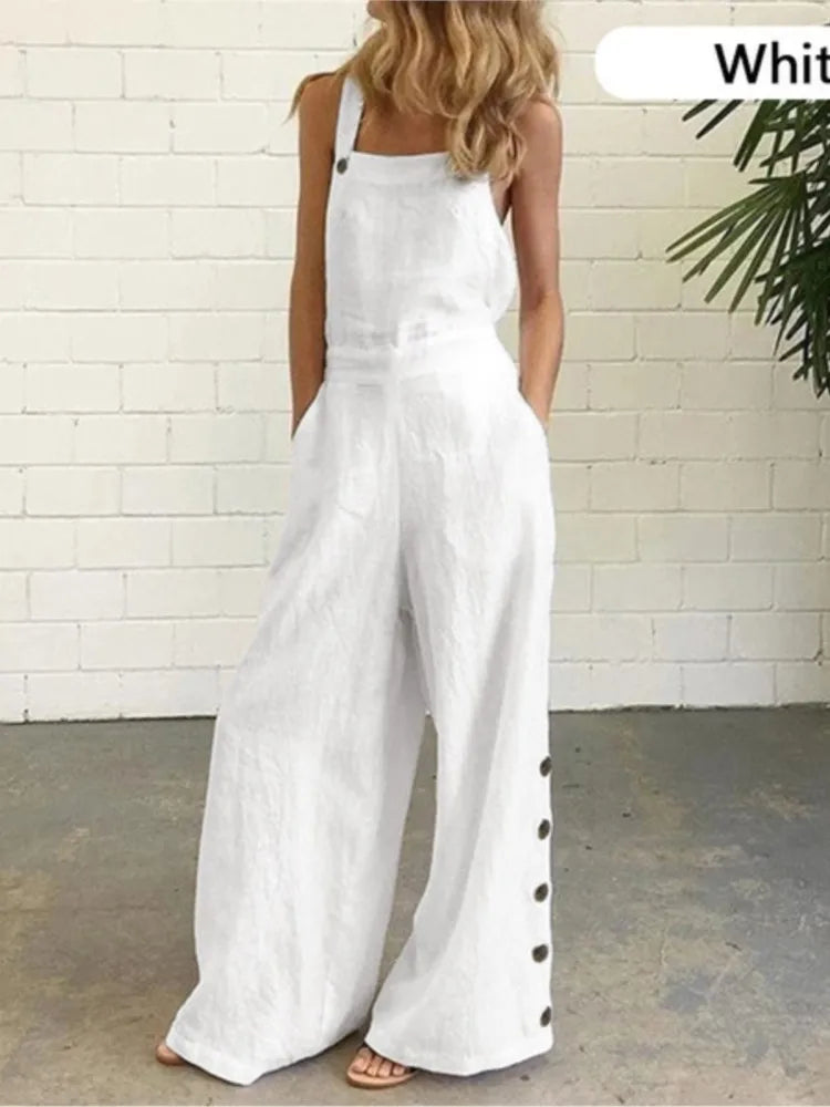 Wide Leg Side Button Jumpsuit