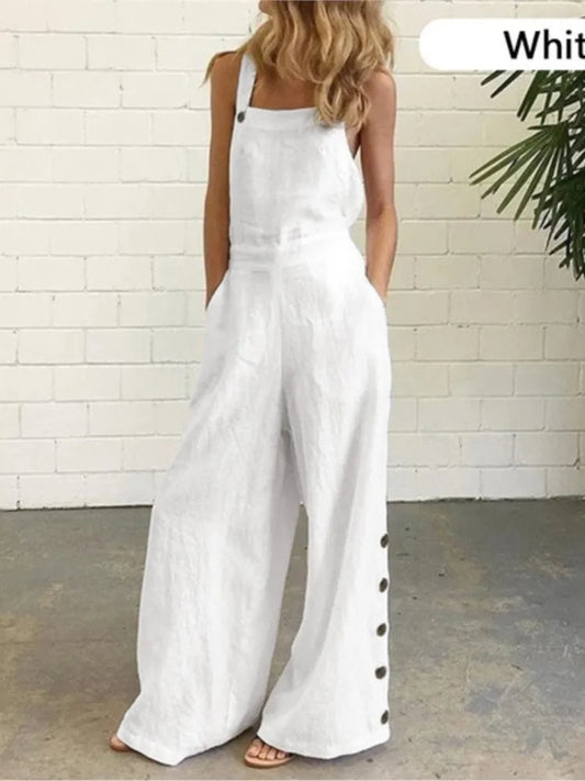 Wide Leg Side Button Jumpsuit