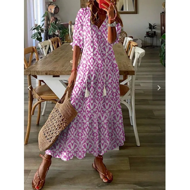 Flower Print Bohemian Dress