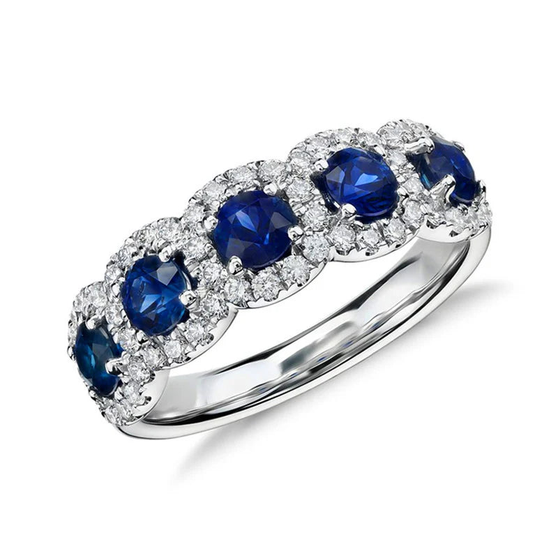 Blue Round Zircon Ring