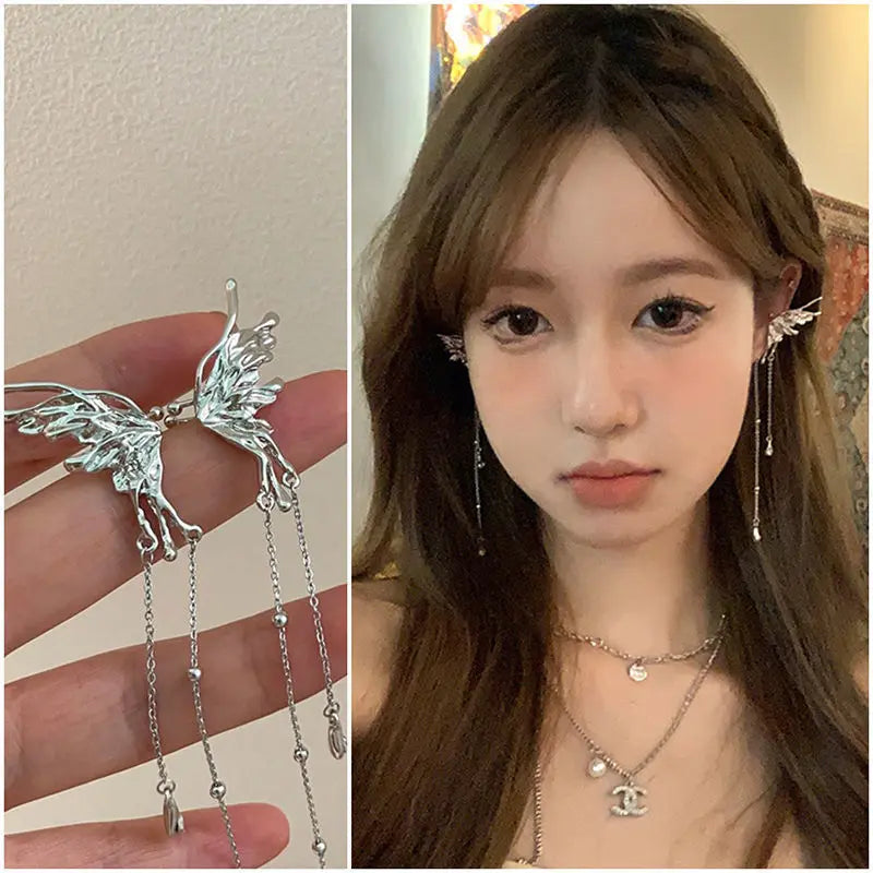 Korean Rhinestone Flower Drop Earrings