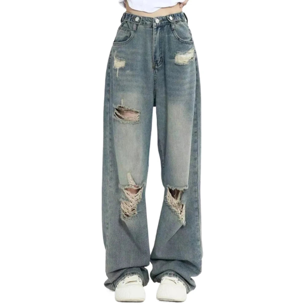 Retro High Waist Wide Leg Jeans for Women