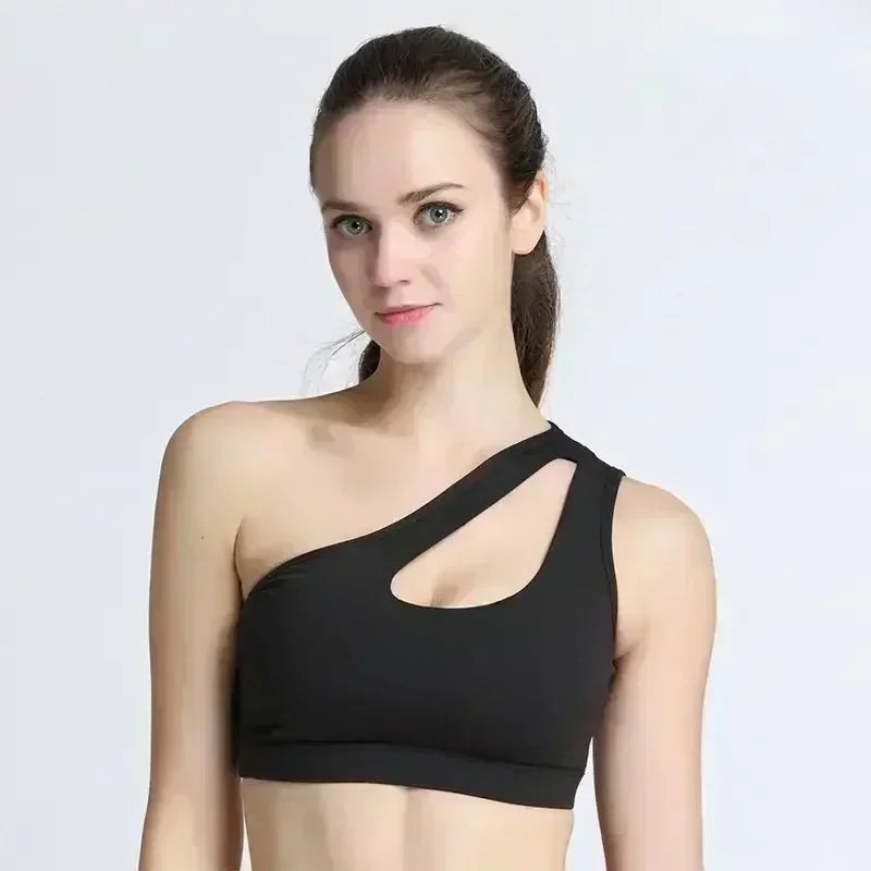 Sexy One-Shoulder Push-Up Sports Bra for Women