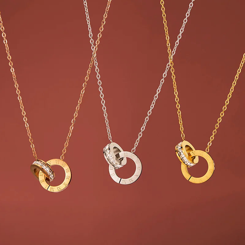 Luxury Roman Numeral Pendant Necklace for Women