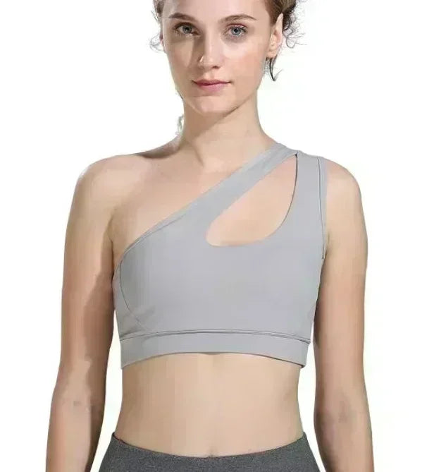 Sexy One-Shoulder Push-Up Sports Bra for Women