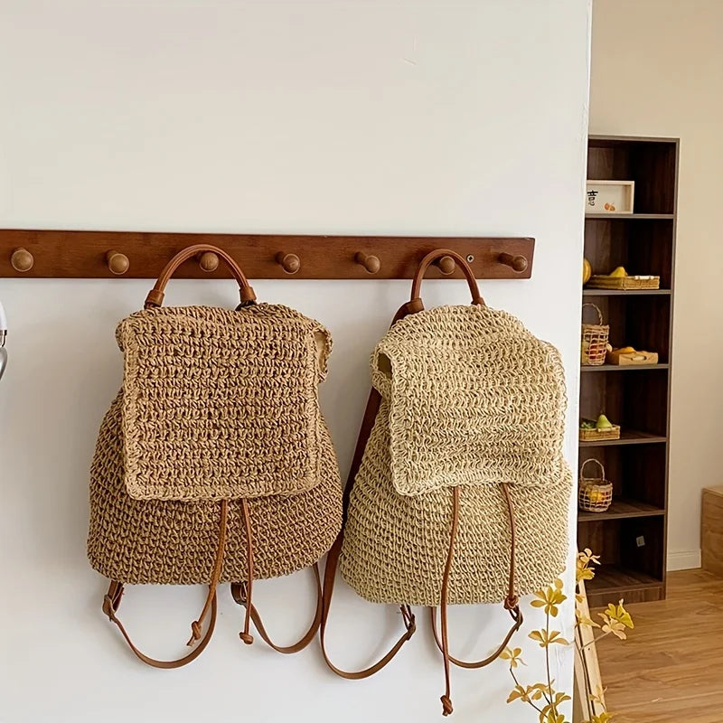 Versatile Large Woven Beach Backpack
