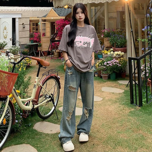 Retro High Waist Wide Leg Jeans for Women