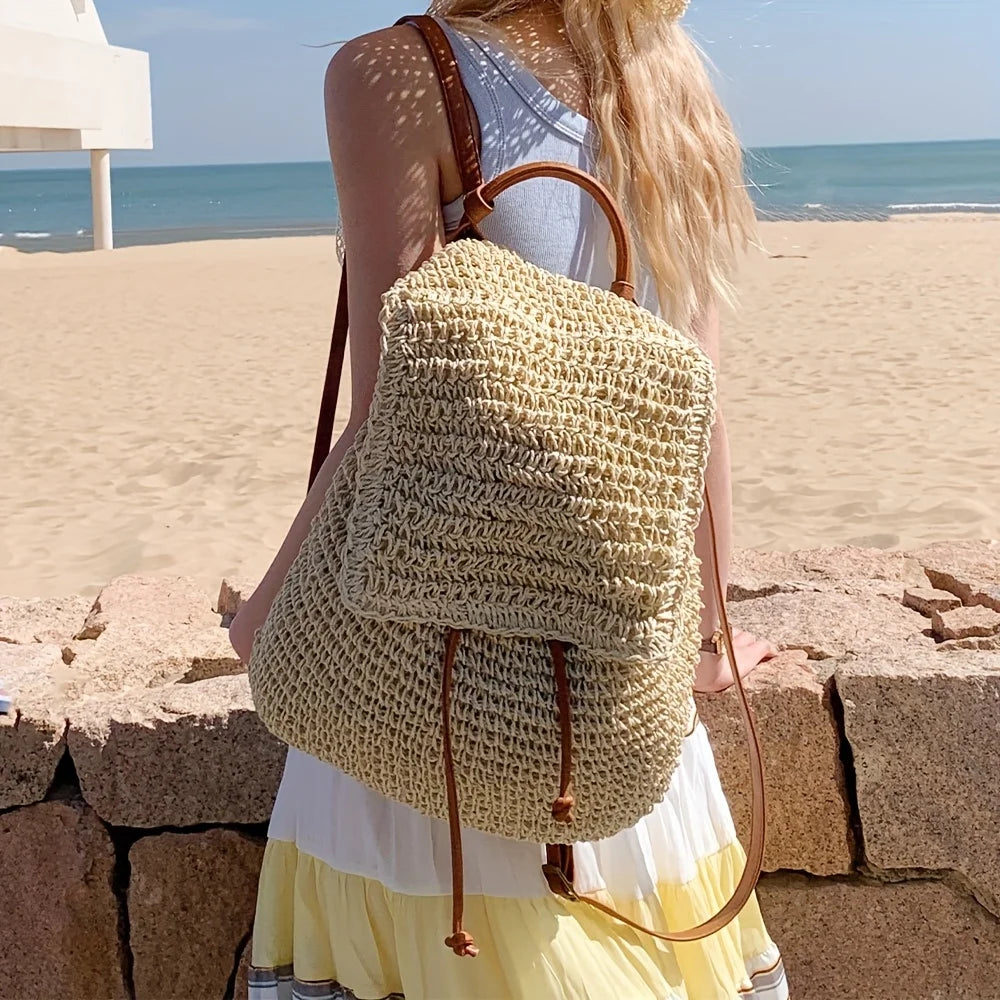 Versatile Large Woven Beach Backpack