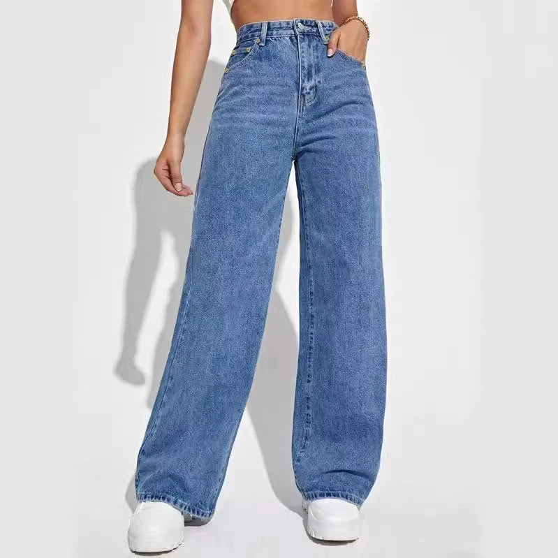 Trendy Loose Fit High-Waist Jeans for Women
