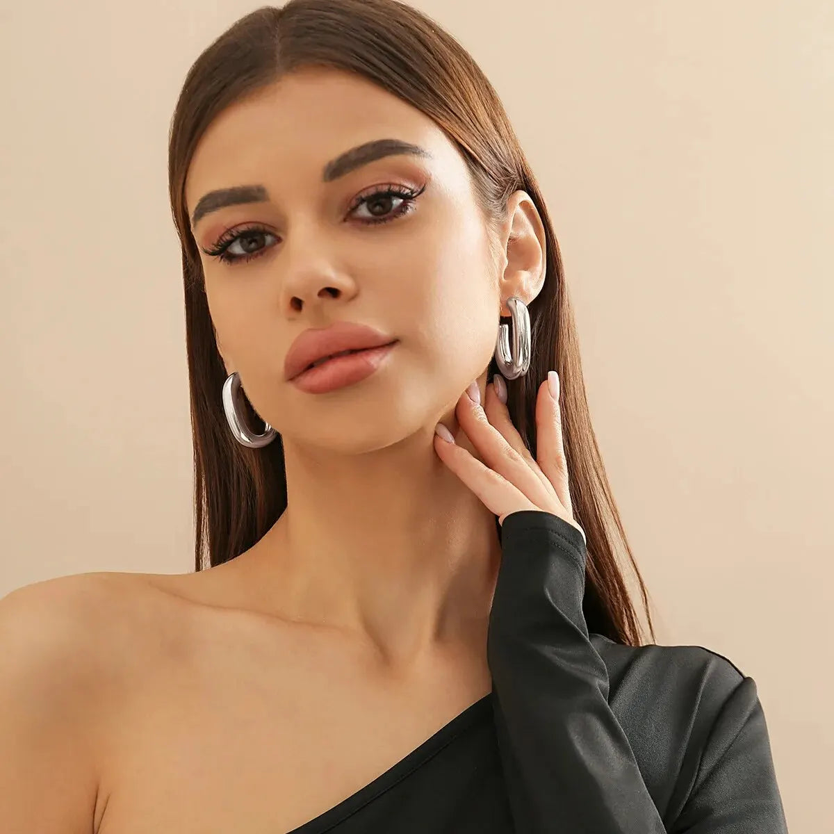 Vintage  Geometric U-Shape Link Drop Earrings