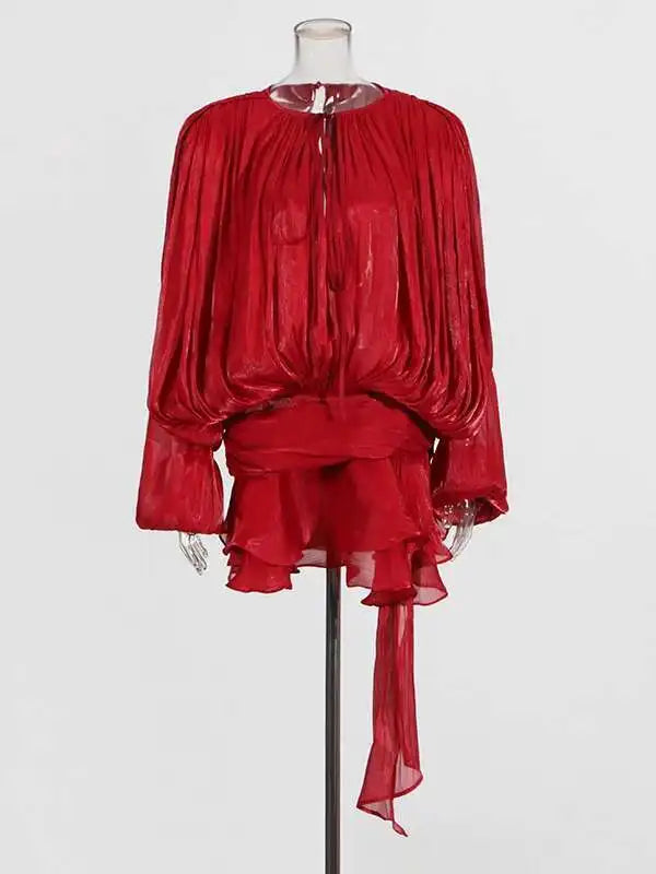 Sweet Lace-Up V-Neck Mini Dress