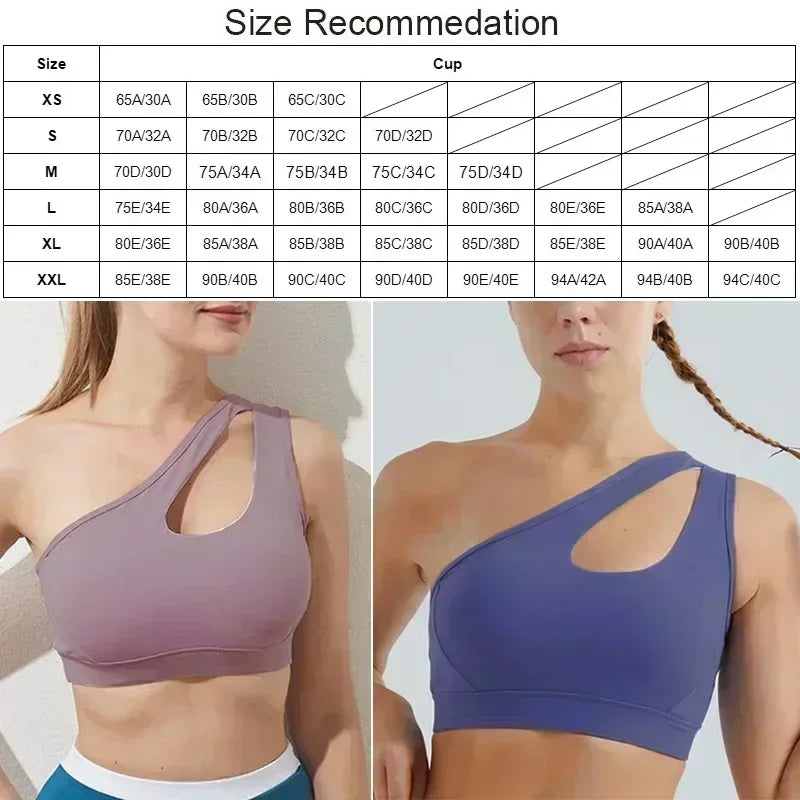 Sexy One-Shoulder Push-Up Sports Bra for Women