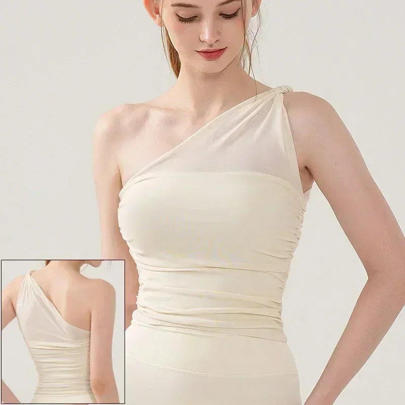 Sexy One-Shoulder Push-Up Sports Bra for Women