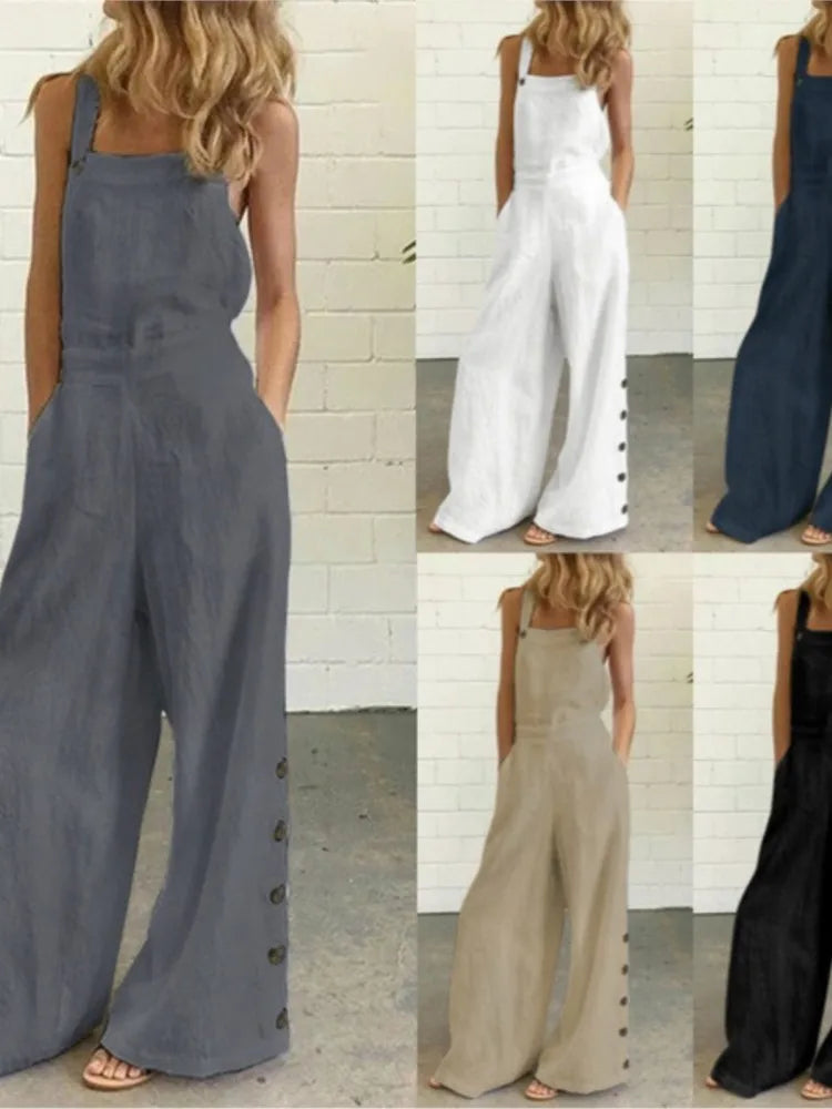 Wide Leg Side Button Jumpsuit