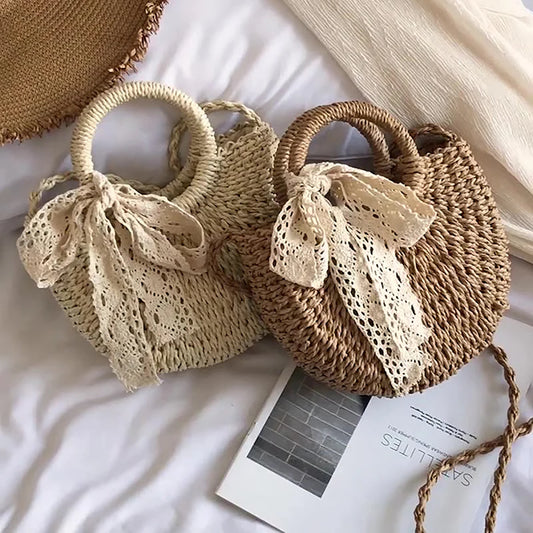 Handmade Rattan Half-Moon Bag