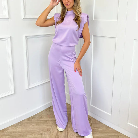 Elegant Summer Silk Satin Jumpsuit