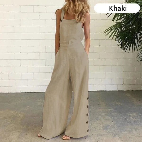 Wide Leg Side Button Jumpsuit
