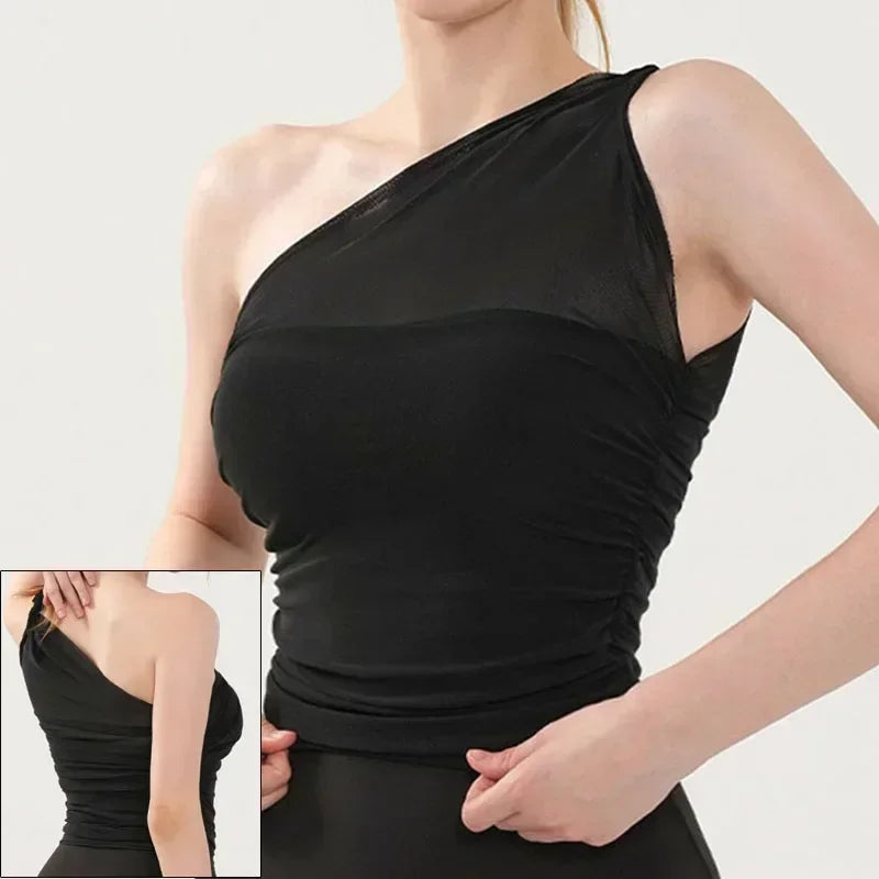 Sexy One-Shoulder Push-Up Sports Bra for Women