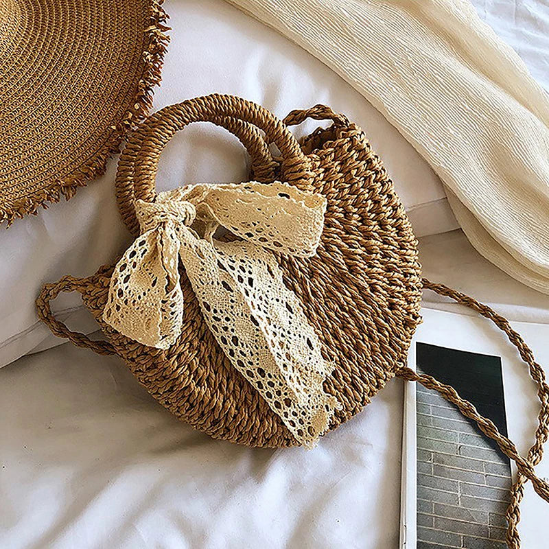Handmade Rattan Half-Moon Bag